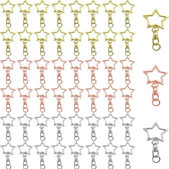 Other - 60Pcs Star Shaped Spring Snap Keychain Clip,3 Colors Metal Swivel Clasp Snap Hoo